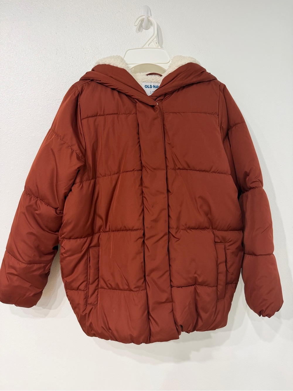 Old Navy Boys Girls Water-Resistant Sherpa Lined Puffer Jacket Rust Size L
